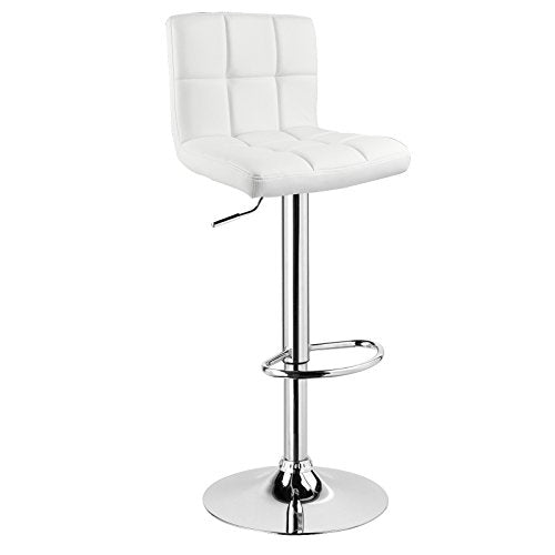 Taburete alto de Bar, Giratorio y de Altura Regulable de cuero sintético Blanco. Vista general. 9108-1 . WOLTU