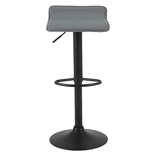 Pack 2X Taburetes altos de cocina de Acero Cromado Piel Sintética Gris. Vista frontal. WOLTU