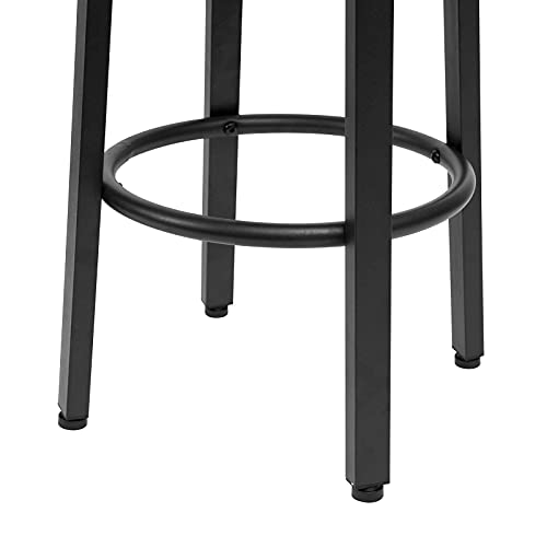 Detalle del resposapiés de Juego de 2 Taburetes de Bar Redondos, Estilo Industrial, 30 x 62.5 cm (Diá. x Alto), Estructura Metálica, Patas Ajustables y Fácil Montaje EBF02BY01. HOOBRO