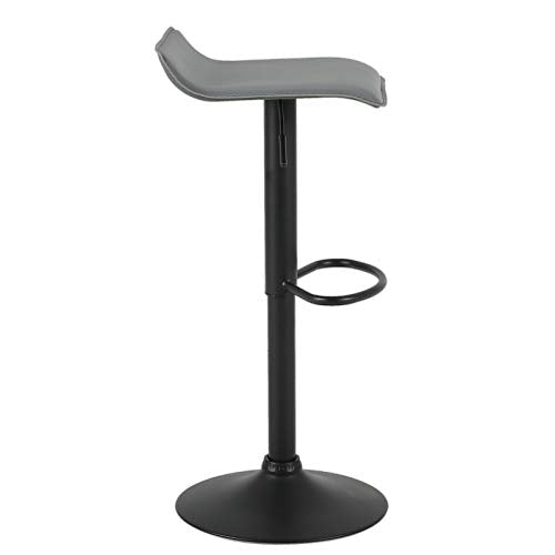 Pack 2X Taburetes altos de cocina de Acero Cromado Piel Sintética Gris. Detalle vista de perfil. WOLTU