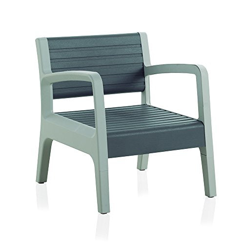 Vista del sillón individual del Conjunto de muebles de Jardín de Color Piedra | Fabricado en España con Materiales Reciclados. Miami | Shaf