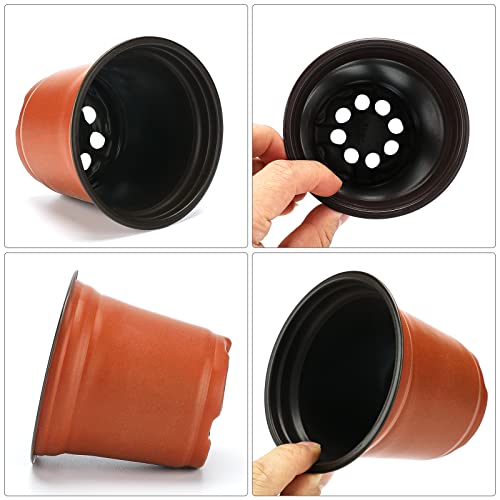 Macetas de plástico de 100 para Plantas, Flores y para Sembrar, 10 cm de Diámetro, Jardinería