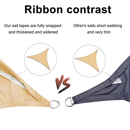 Toldo Vela de Sombra Triangular 3x3x3 m Impermeable a Prueba de Viento protección UV para Patio, Jardín, Exteriores, Terraza, Color Arena SUNNY GUARD