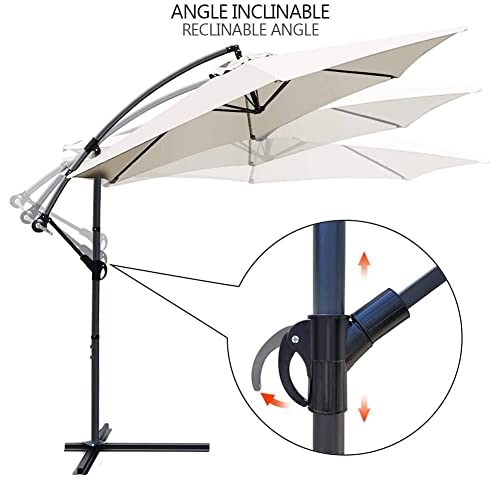 Angulo regulable de la Sombrilla Parasol Excéntrico 300 cm, de Jardín con Manivela y Funda Protectora, Protección UV, Beige. VOUNOT