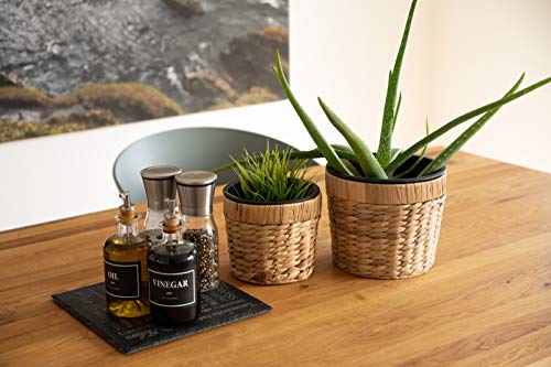 Maceta redonda trenzada para plantas fabricada con fibras marinas por Decorasian