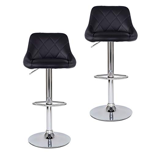 Vista general de Juego de 2 taburetes de Bar en Piel sintética negra, giratorios 360°, Altura Regulable, Modelo 3.. Dibea