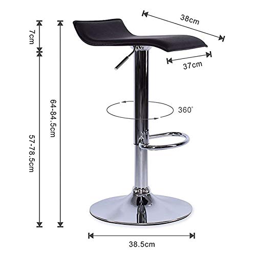 Medidas de Juego de 2 taburetes de Bar en Piel sintética, giratorios 360°, Altura Regulable, Color Negro, Modelo 4. BC00875. Dibea