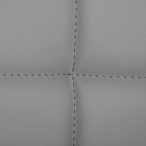 2 Taburetes gris altos de cocina con respaldo y Reposapiés, Regulables en Altura en Piel Sintética, Giratorio 360°, Acero Cromado. Detalle de costuras del tapizado.LJB64GYZ. SONGMICS 