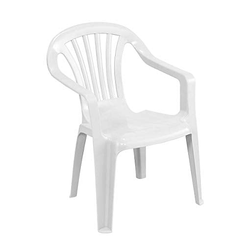 Vista general de las Sillas 4 uds apilables de plástico Blancas para Patio o Terraza. GLIFE