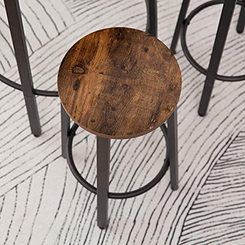 Detalle del asiento de Juego de 2 Taburetes de Bar Redondos, Estilo Industrial, 30 x 62.5 cm (Diá. x Alto), Estructura Metálica, Patas Ajustables y Fácil Montaje EBF02BY01. HOOBRO