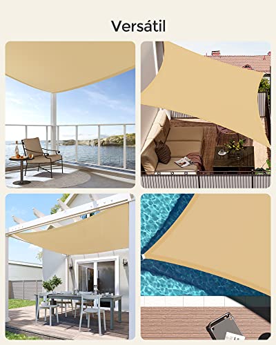 Vela de Sombra de 3x4 m, Impermeable con Columna de Agua de 665 mm, Protección Solar, Protección UV 93%, Terraza, Jardín, Balcón, Rectangular, Cuerdas de 2 m, Amarillo Arena GSH34EY. SONGMICS