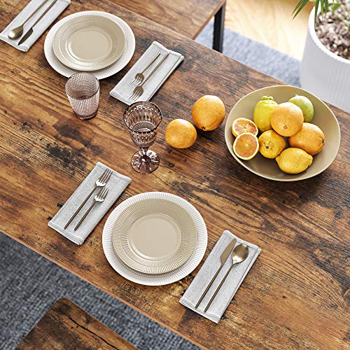 Mesa alta con 2 Taburetes de Barra para Desayuno. Barra alta de Cocina con Sillas para Salón, Sala de Fiestas o cocina de estilo Industrial Rústico, Marrón. Detalle ambientado superficie de la mesa.  LBT15X. VASAGLE