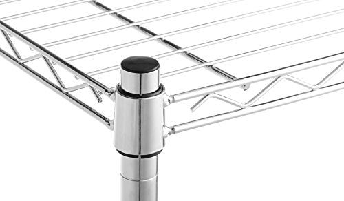 Detalle pieza de ensable superior Estantería metálica con 5 baldas, cromada. Amazon Basics | maxjardin