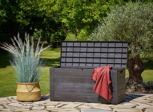 Arcón de Almacenamiento de plástico Antracita en patio 120 x 45 x 60 cm Casaria | maxjardin