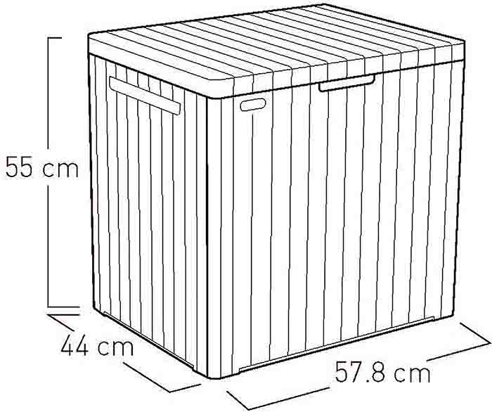 Arcón Efecto Madera City Box, 44 x 58 x 55 cm. Medidas. Keter