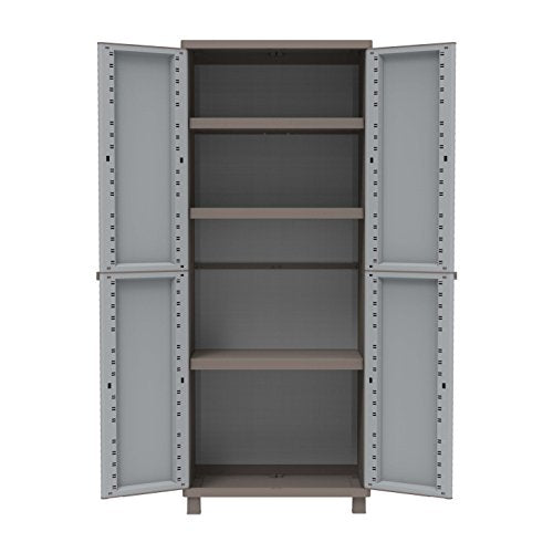 TERRY, Jrattan 268, Armario 2 Puertas con 3 Estantes Internos, Gris, 68x37,5x170 cm | maxjardin