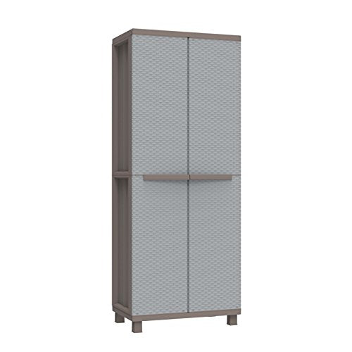 TERRY, Jrattan 268, Armario 2 Puertas con 3 Estantes Internos, Gris, 68x37,5x170 cm | maxjardin