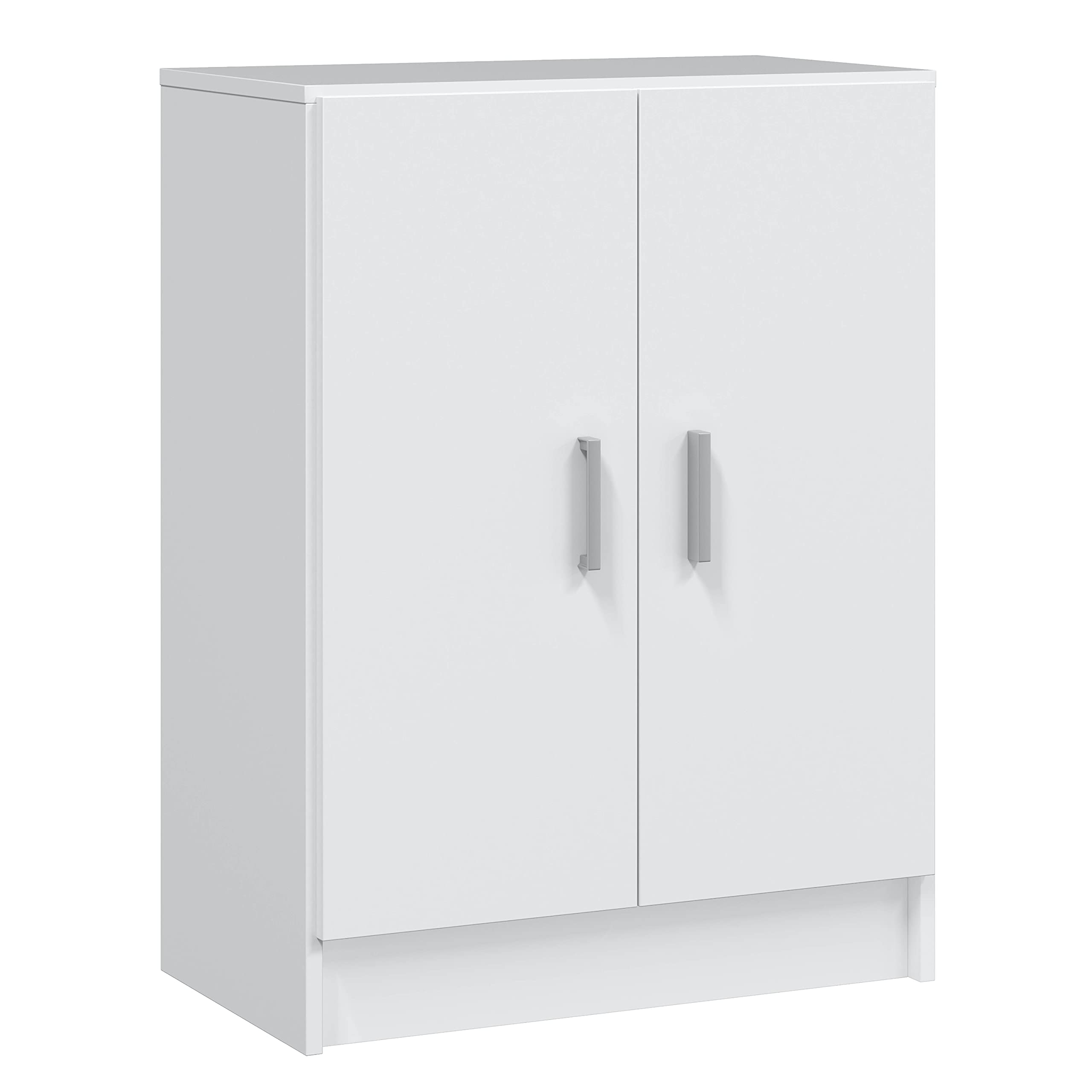 Armario bajo Habitdesign blanco de 2 puertas sobre fondo blanco