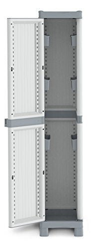 Armario escobero Terry en posición frontal con la puerta abierta sobre fondo blanco