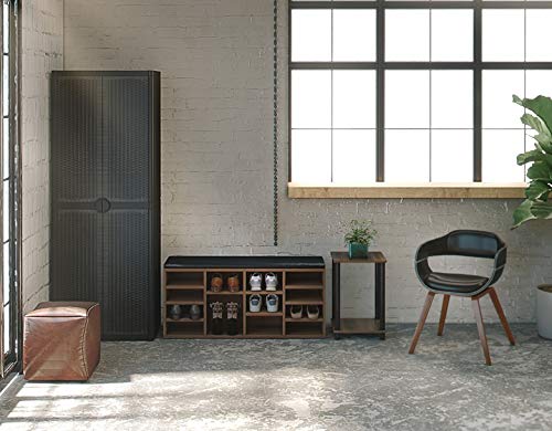 Vista en estudio u oficina con el Armario de Resina negra de 4 estantes y 2 puertas 4B Ratan 65X45X172C