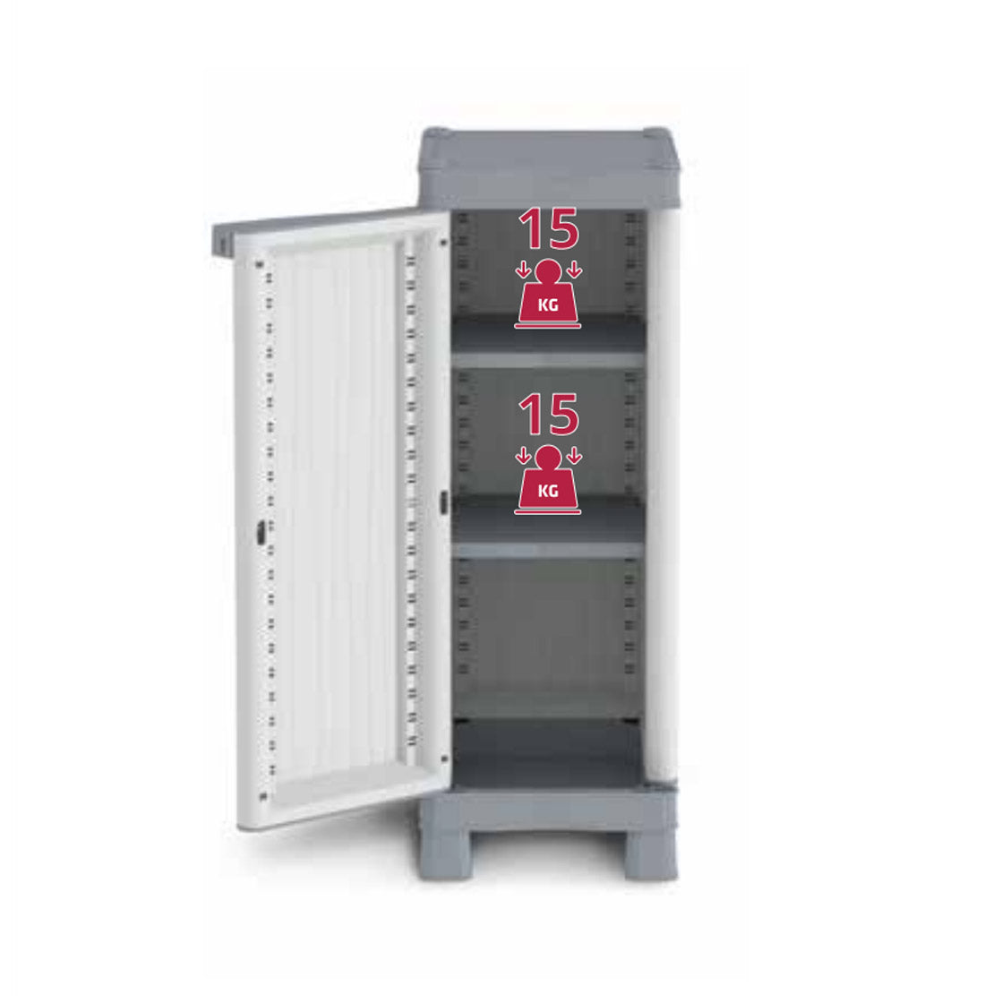 Armario bajo con 2 Estantes regulables, Gris, 35x43,8x97,6 cm. Base 350 UW. Terry