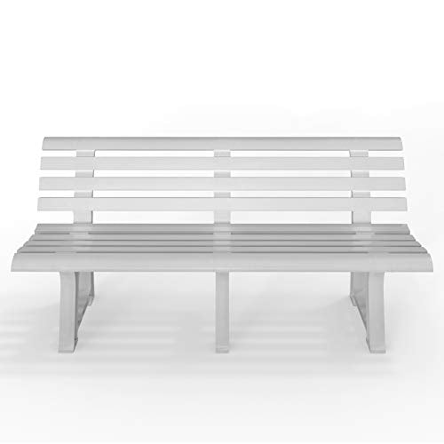 Banco de jardín Casaria de color blanco para 3 personas. Fabricado con plástico duradero y respaldo