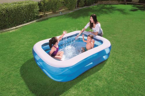 Piscina Hinchable Infantil Blue Rectangular 201x150x51 cm. Vista en jardín. 54005 -  Bestway