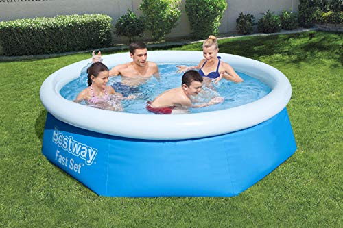 Vista en jardín de Piscina inflable Desmontable Autoportante con válvula de drenaje, 244x66 cm 【2.300 litros】FastSet Pool.  Bestway