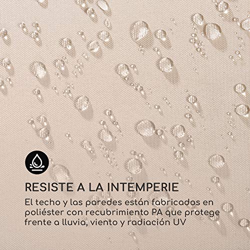 Detalle del Material impermeable de la Carpa 2,95 x 2,6 x 2,95 m, 4 Paredes, Montaje Fácil, resiste al Mal Tiempo: UV/Viento/Lluvia, Beige. Resistente a la intemperie.. Blumfeldt Mondo.