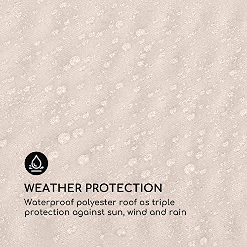 Detalle de la lona impermeable del Techo sustitución pérgola, 3x6 m, Resiste a la Intemperie, Impermeable, Beige. Pantheon. Blumfeldt. 