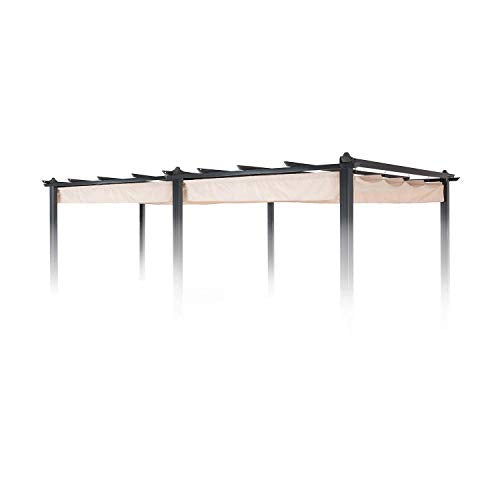 Techo corredero sustitución pérgola para terraza, 3x6 m, Resiste a la Intemperie, Impermeable, Beige. Pantheon. Blumfeldt