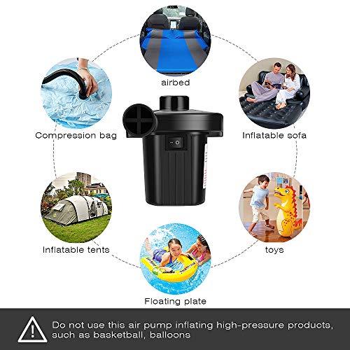 Bomba de Aire Portátil para Inflar/Desinflar Bote Inflable, Colchón de Aire, Juguetes Hinchable, con 3 Boquillas,230V AC / 12V DC. Usos diversos. Awroutdoor | maxjardin