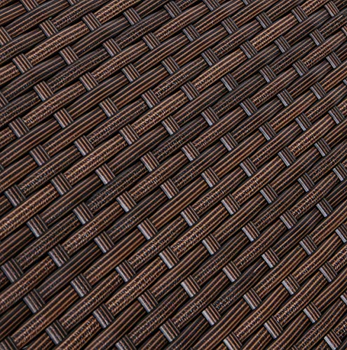 Vista del rattán en asiento del Set x6 Sillas de Jardín metalicas y Poli Ratán Respaldo Alto Plegable de 7 Posiciones, Resisten la Intemperie Gris/Marrón. Modena. BRUBAKER