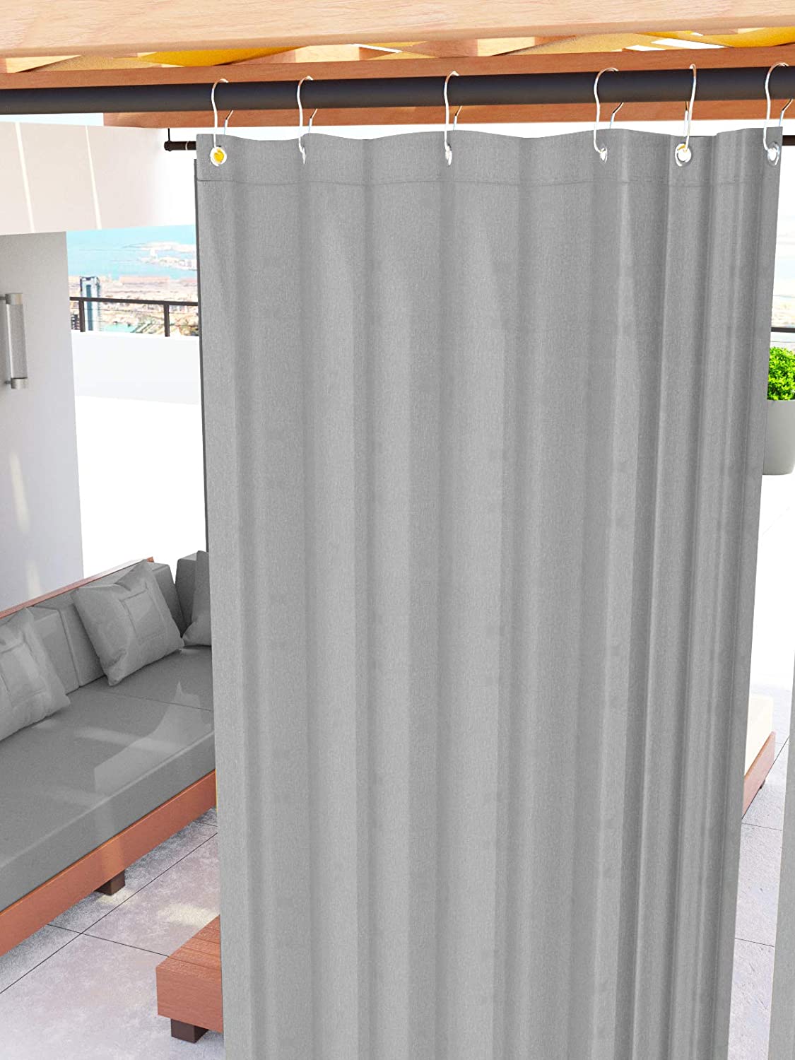 Detalle en terraza con los Toldos de exterior para separar ambientes y hacer sombra o Gazebos con Ganchos de metal. Byour3®