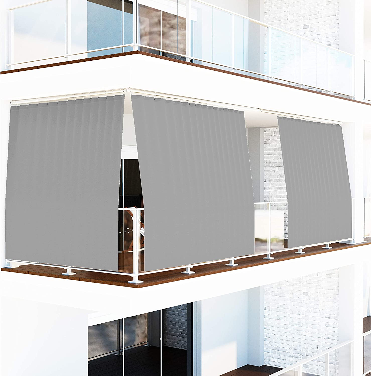 Uso en balcón de Toldos de exterior para separar ambientes y hacer sombra o Gazebos con Ganchos de metal. Byour3®