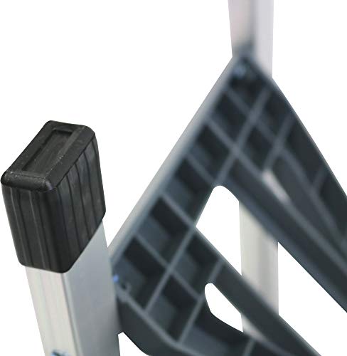 Detalle de pata de la Mesa con 4 asientos plegable de aluminio en maleta para acampada, color gris. Cao