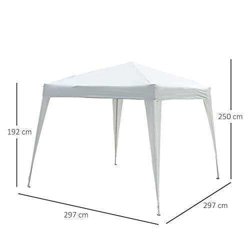 Carpa Plegable 3x3m de Acero y Cubierta de Tela Oxford Blanco. Medidas. Outsunn