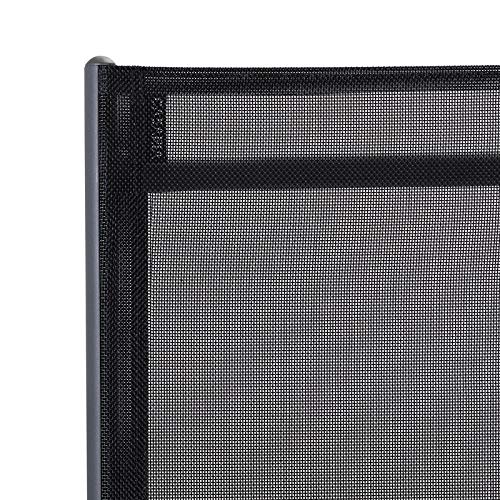 Detalle del tejido de la silla del Conjunto de jardín Negro Juego de 4 sillas plegables  de aluminio  y 1 Mesa. Bern. Casaria 