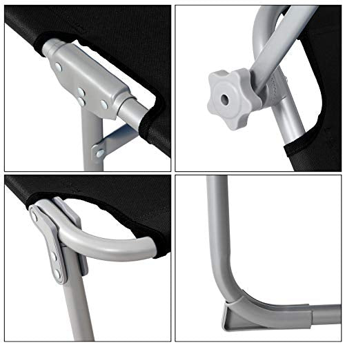 Detalles de la Tumbona de jardín con Parasol Antracita Techo Ajustable y Respaldo Silla Larga Plegable con Asas 195x60cm Exterior. Casaria