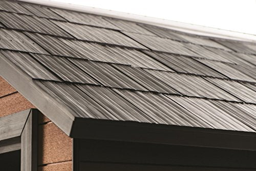 Caseta de jardín Exterior Fusion 287x229x252 cm Color marrón Keter. Detalle de tejado