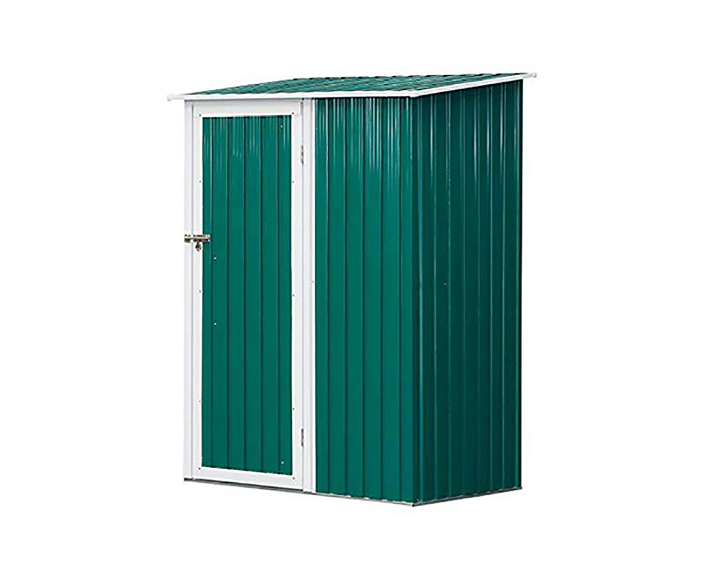 Vista general del Cobertizo de Acero Tipo Caseta de Jardín Terrazas Galvanizado Almacén para Herramientas Jardinería con Techo y Una Puerta 143x89x186cm. Outsunny | maxjardin