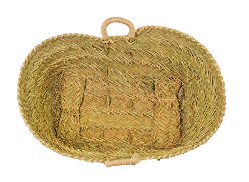 Vista cenital de Cesto de esparto natural para leña hecho en España por Cesterías Aparici. Vista cenital.