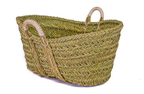 Leñero de Esparto con Asas de Pita Grande (57X47X29) 7110-2. Cestería Aparici