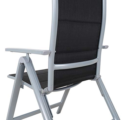 Juego x2 sillas plegables regulables 9 posiciones, respaldo alto (negro y plateado). Chicreat