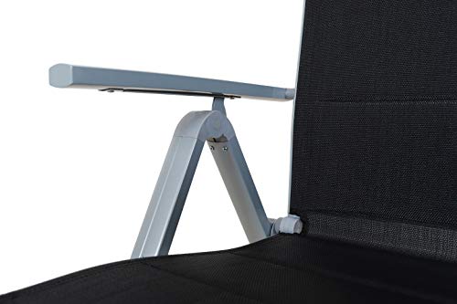 Juego x2 sillas plegables regulables 9 posiciones, respaldo alto (negro y plateado). Chicreat