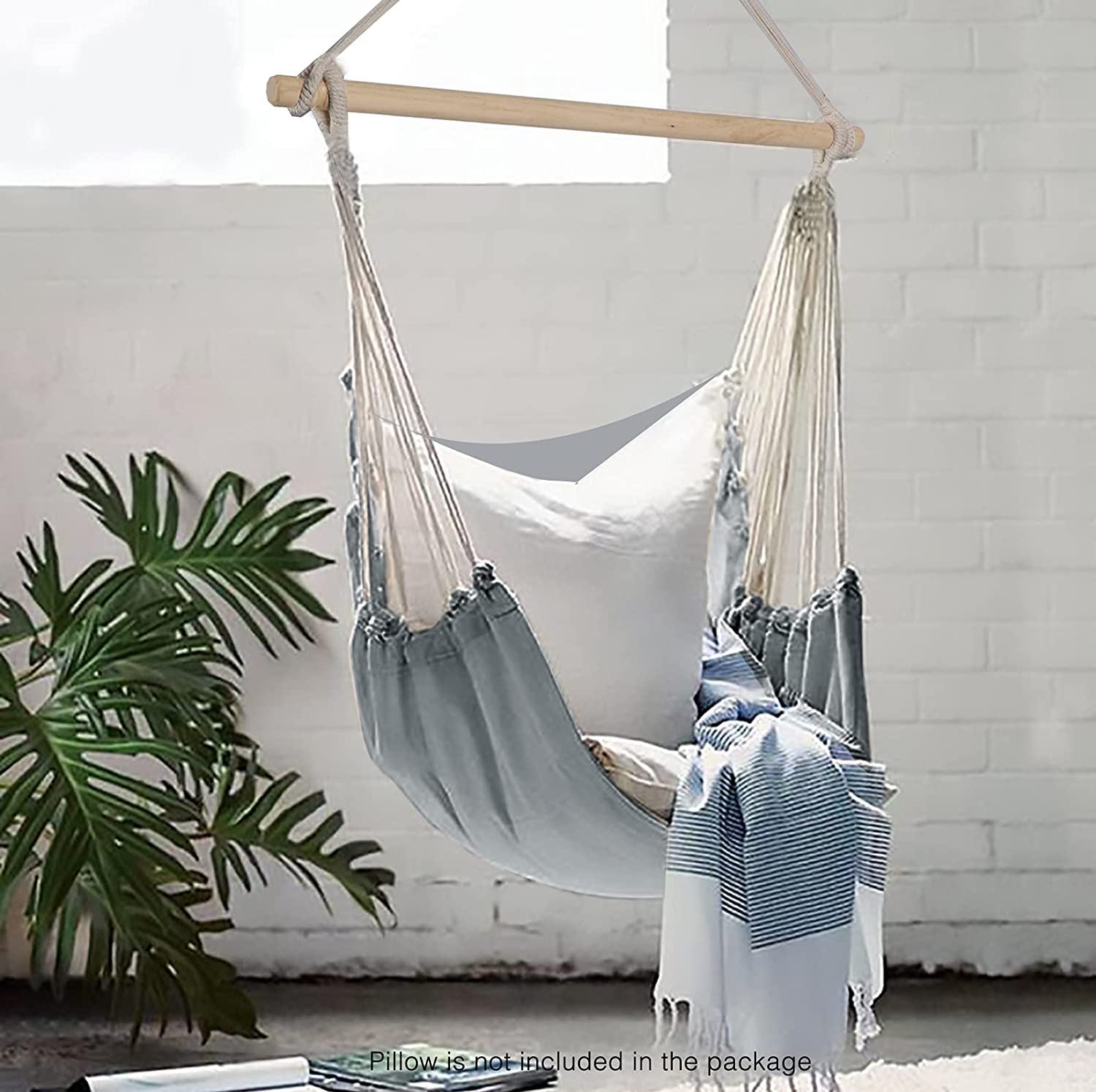 Bonito patio o terraza con la Silla de relajación colgante de Tela de algodón muy Cómoda y gran Durabilidad para Interior o exterior de Chihee