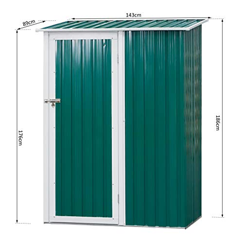 Medidas del Cobertizo Caseta de jardín de Acero Galvanizado para Herramientas con una Puerta 143x89x186cm. Outsunny