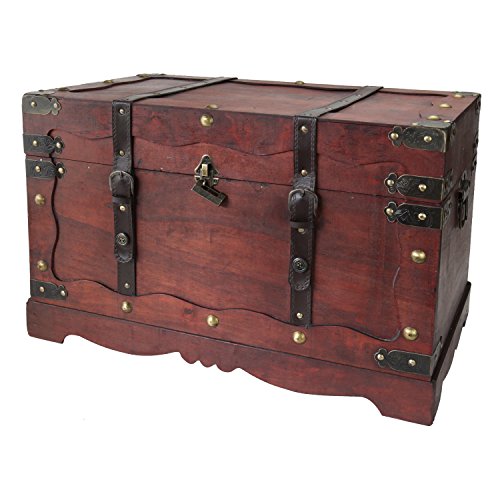 Cofre del Tesoro de Madera con Candado 60 x 35 x 38 cm Grande Modelo Francia. Vista general. 6400-160. HMF