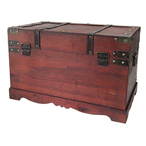 Cofre del Tesoro de Madera con Candado 60 x 35 x 38 cm Grande Modelo Francia. Vista trasera. 6400-160. HMF