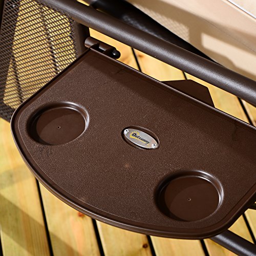 Balancín columpio para Terraza Patio Balcón Acero Beige. Reposavasos. Outsunny